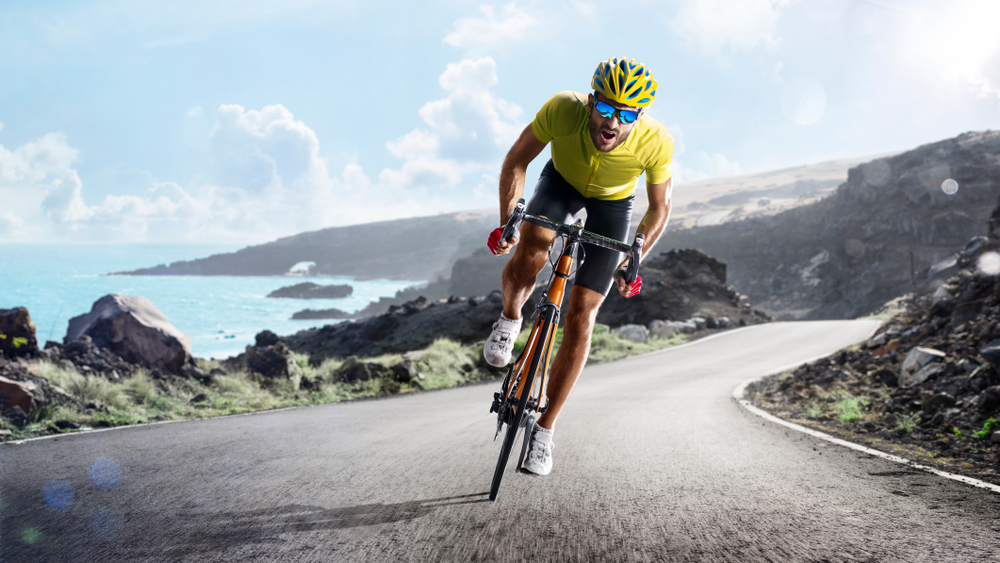 biker cycling on the road